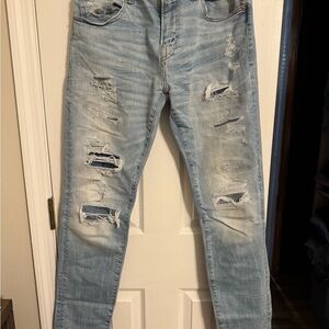 American Eagle Blue Skinny Distressed Jeans